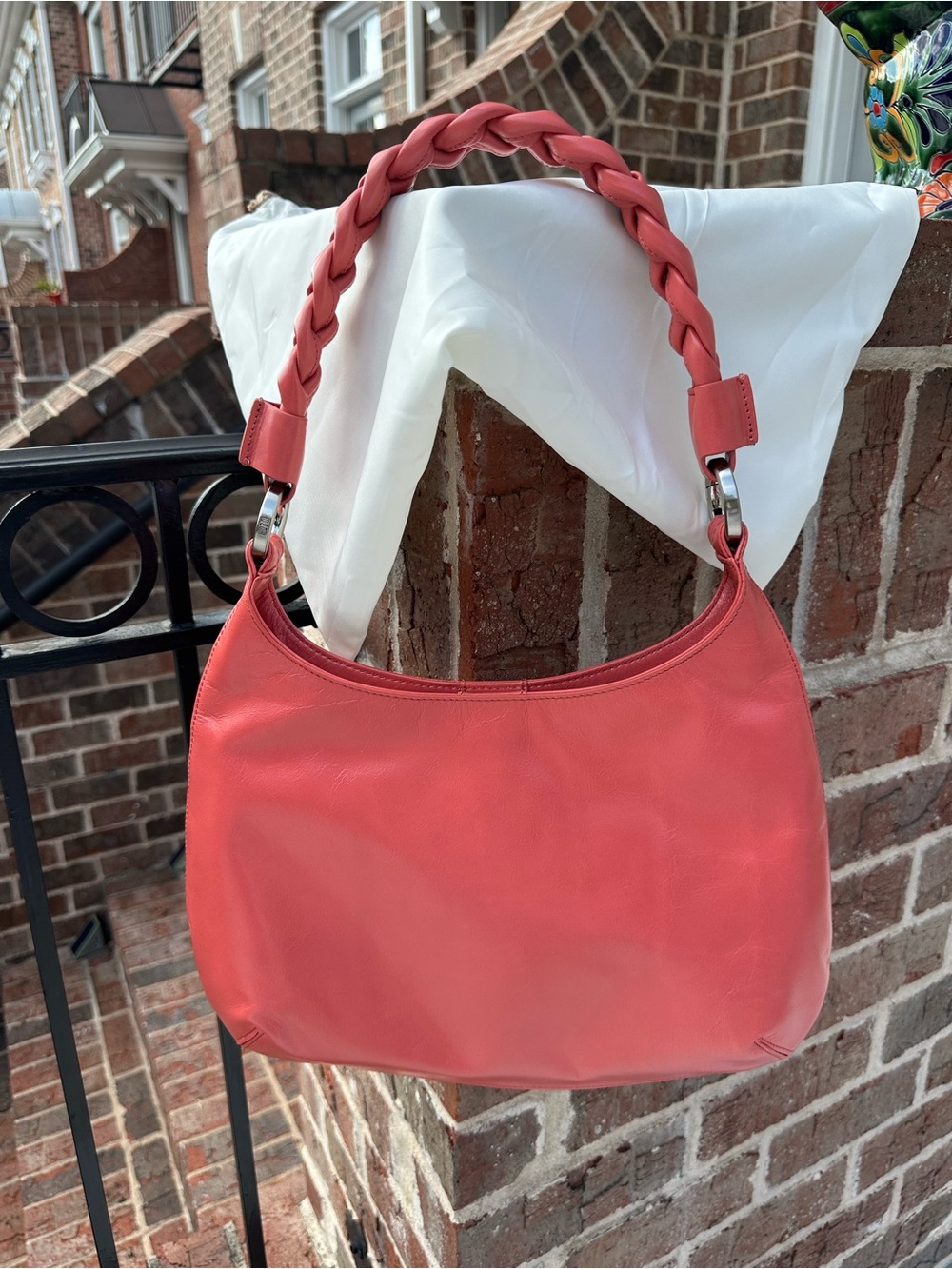 HOBO Madison Shoulder Bag, Braided-Handle, Pink Mirage NWT